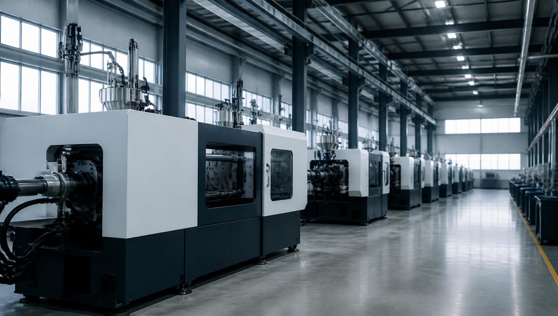 Rows of moulding machines on the production floor