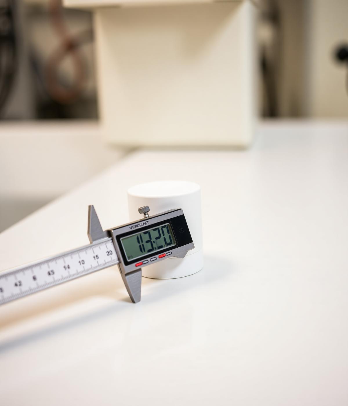 Dimensional inspection of a moulded plastic closure with a precision gauge